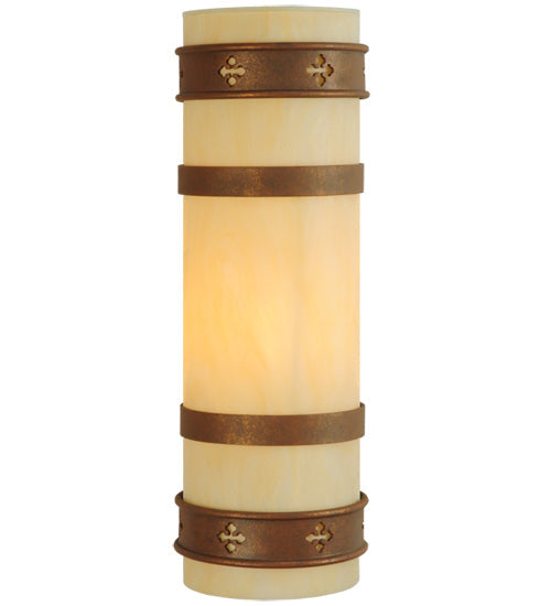 Meyda Lighting Byzantine 7" Antique Rust Wall Sconce With Sahara Taupe Idalight Shade Glass