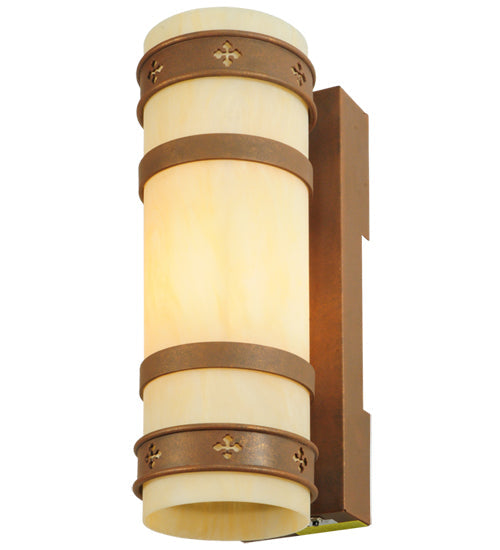 Meyda Lighting Byzantine 7" Antique Rust Wall Sconce With Sahara Taupe Idalight Shade Glass