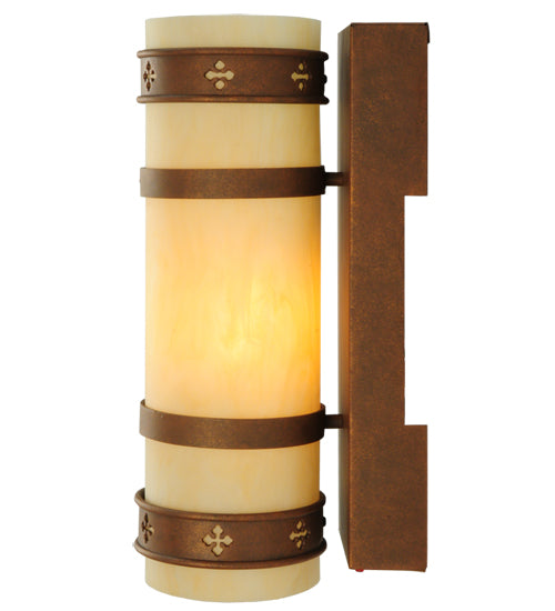 Meyda Lighting Byzantine 7" Antique Rust Wall Sconce With Sahara Taupe Idalight Shade Glass