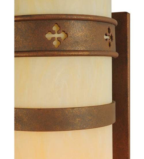 Meyda Lighting Byzantine 7" Antique Rust Wall Sconce With Sahara Taupe Idalight Shade Glass