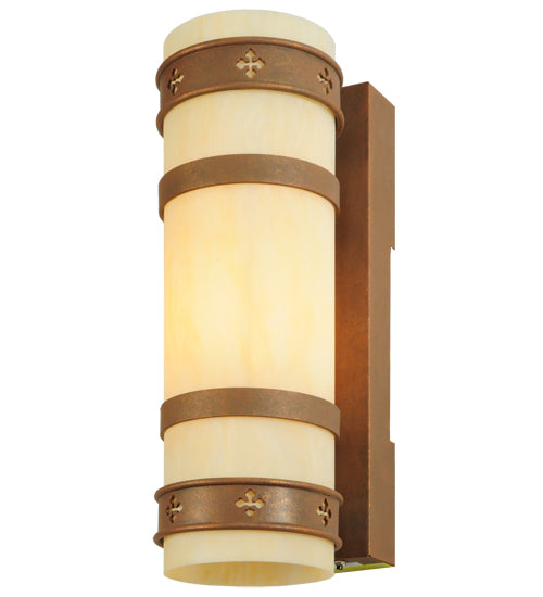 Meyda Lighting Byzantine 7" Antique Rust Wall Sconce With Sahara Taupe Idalight Shade Glass