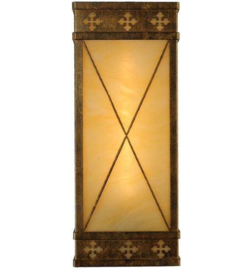 Meyda Lighting Byzantine 7" Brushed Gold Wall Sconce With Beige Sahara Taupe Idalight Shade