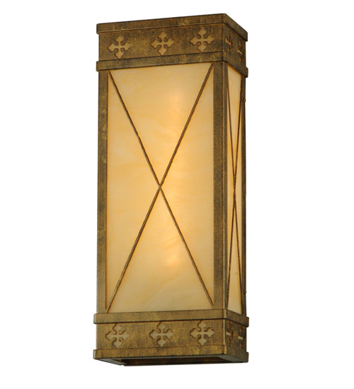 Meyda Lighting Byzantine 7" Brushed Gold Wall Sconce With Beige Sahara Taupe Idalight Shade