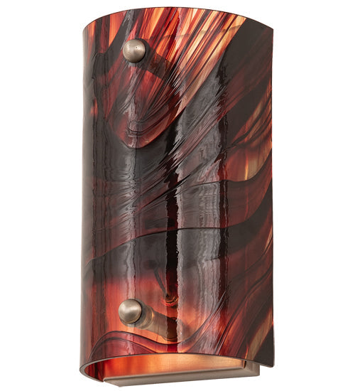 Meyda Lighting Cabernet Swirl 5" Brushed Nickel Wall Sconce With Red Swirl Shade Glass