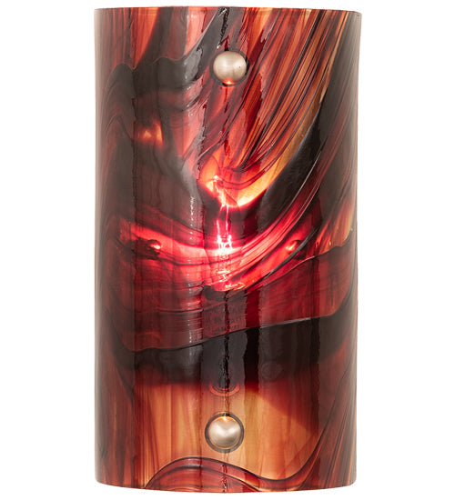 Meyda Lighting Cabernet Swirl 5" Brushed Nickel Wall Sconce With Red Swirl Shade Glass
