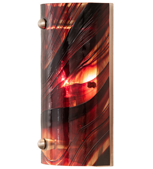 Meyda Lighting Cabernet Swirl 5" Brushed Nickel Wall Sconce With Red Swirl Shade Glass