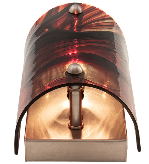 Meyda Lighting Cabernet Swirl 5" Brushed Nickel Wall Sconce With Red Swirl Shade Glass