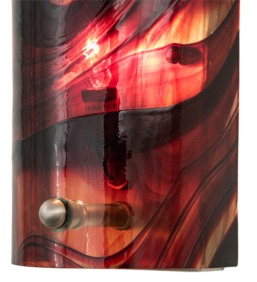 Meyda Lighting Cabernet Swirl 5" Brushed Nickel Wall Sconce With Red Swirl Shade Glass