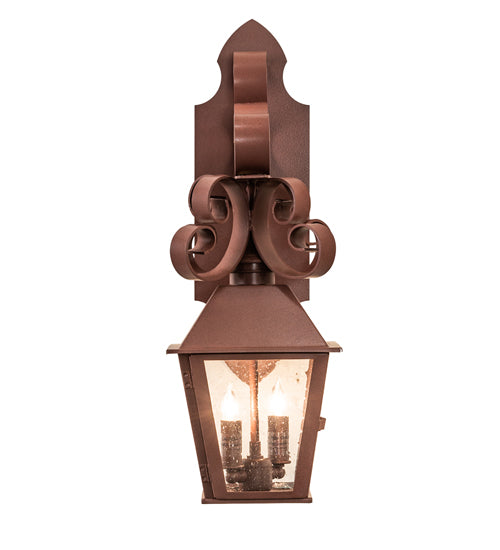 Meyda Lighting Cadence 8" 2-Light Rust Wall Sconce With Clear Seeded Shade Glass