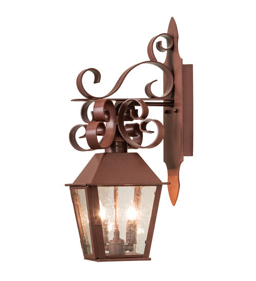 Meyda Lighting Cadence 8" 2-Light Rust Wall Sconce With Clear Seeded Shade Glass