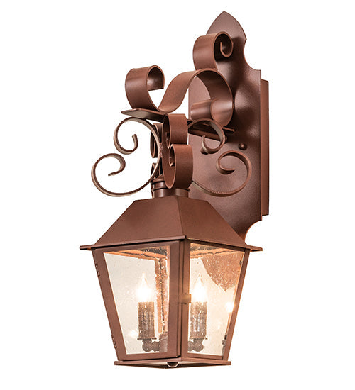 Meyda Lighting Cadence 8" 2-Light Rust Wall Sconce With Clear Seeded Shade Glass