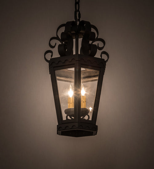 Meyda Lighting Cadenza 10" 2-Light Black Textured Pendant Light With Clear Crystal Idalight Shade Glass