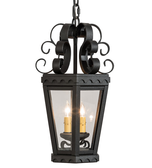 Meyda Lighting Cadenza 10" 2-Light Black Textured Pendant Light With Clear Crystal Idalight Shade Glass