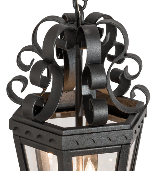 Meyda Lighting Cadenza 10" 2-Light Black Textured Pendant Light With Clear Crystal Idalight Shade Glass