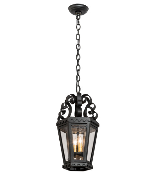 Meyda Lighting Cadenza 10" 2-Light Black Textured Pendant Light With Clear Crystal Idalight Shade Glass