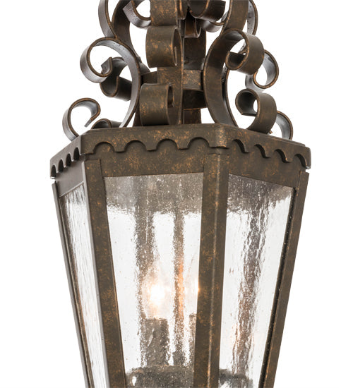 Meyda Lighting Cadenza 10" 2-Light Gilded Tobacco Pendant Light With Clear Seeded Shade Glass