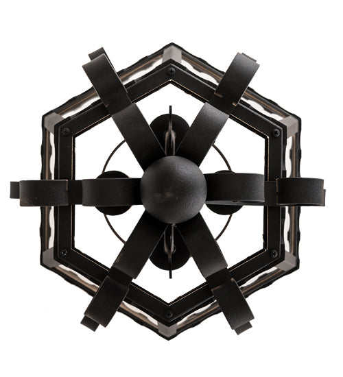Meyda Lighting Cadenza 18" 4-Light Black Textured Pendant Light With Clear Crystal Idalight Shade Glass