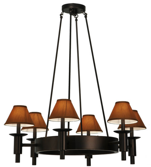 Meyda Lighting Calais 36" 6-Light Mahogany Bronze Chandelier With Copper Textrene Shade