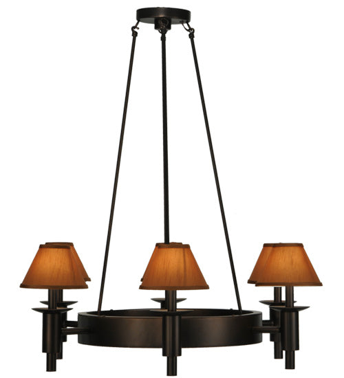 Meyda Lighting Calais 36" 6-Light Mahogany Bronze Chandelier With Copper Textrene Shade