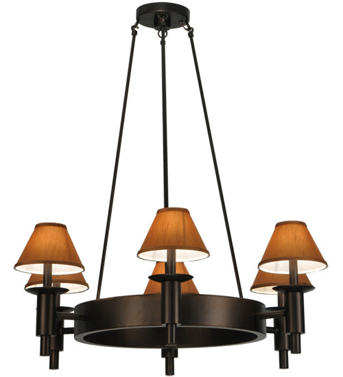 Meyda Lighting Calais 36" 6-Light Mahogany Bronze Chandelier With Copper Textrene Shade