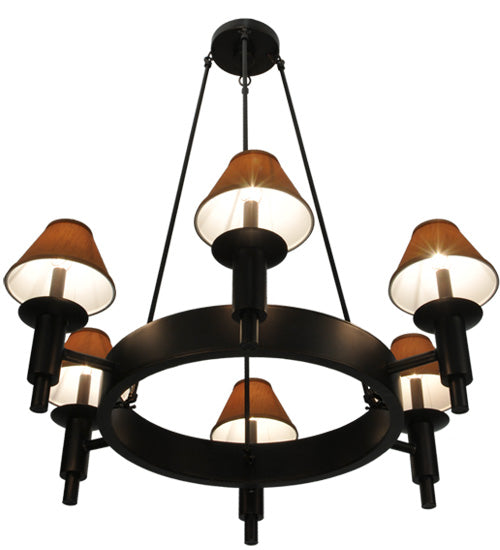 Meyda Lighting Calais 36" 6-Light Mahogany Bronze Chandelier With Copper Textrene Shade