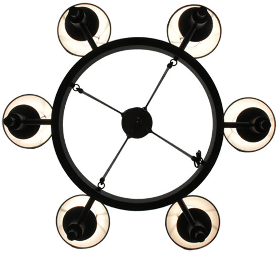 Meyda Lighting Calais 36" 6-Light Mahogany Bronze Chandelier With Copper Textrene Shade