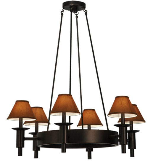 Meyda Lighting Calais 36" 6-Light Mahogany Bronze Chandelier With Copper Textrene Shade