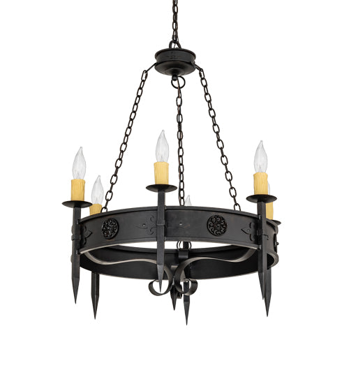 Meyda Lighting Calandra 36" 6-Light Chestnut Chandelier With Ivory Faux Candlelight