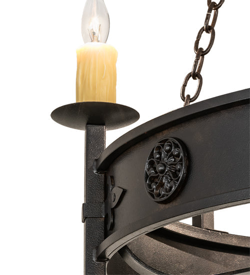 Meyda Lighting Calandra 36" 6-Light Chestnut Chandelier With Ivory Faux Candlelight