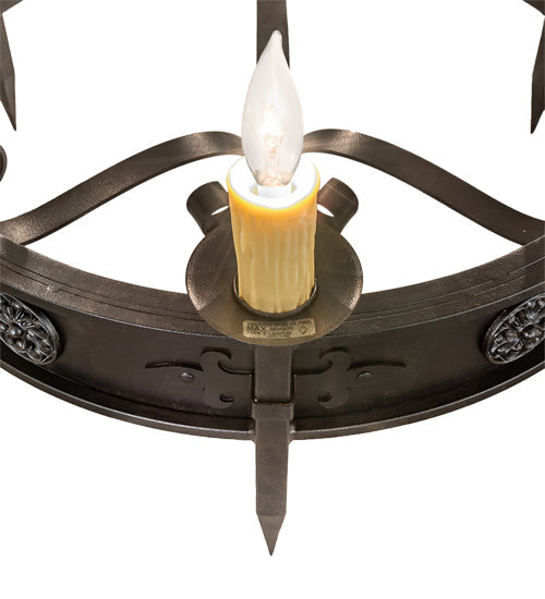 Meyda Lighting Calandra 36" 6-Light Chestnut Chandelier With Ivory Faux Candlelight