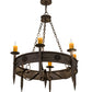 Meyda Lighting Calandra 36" 6-Light Gilded Tobacco Chandelier With Amber Shade Glass