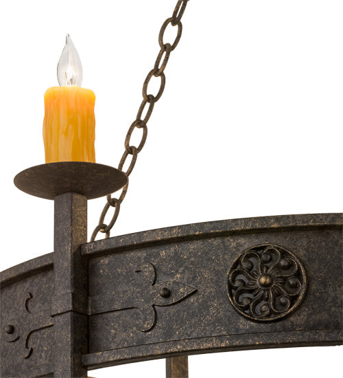 Meyda Lighting Calandra 36" 6-Light Golden Bronze Chandelier With Amber Faux Candlelight