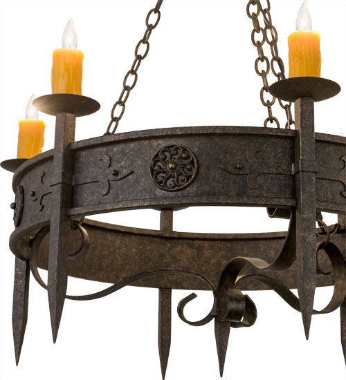Meyda Lighting Calandra 36" 6-Light Golden Bronze Chandelier With Amber Faux Candlelight