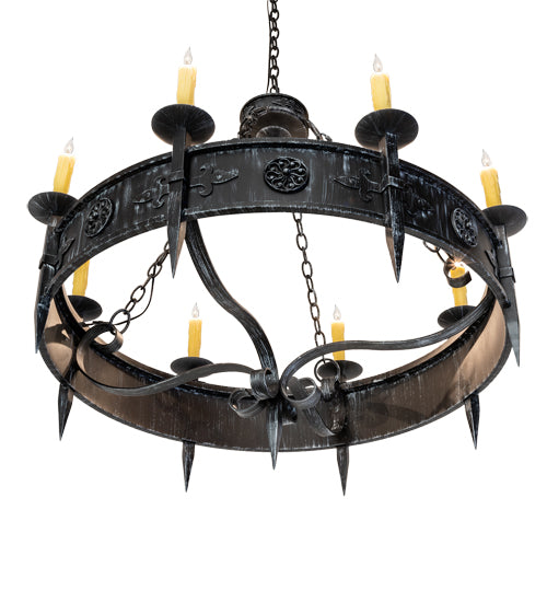 Meyda Lighting Calandra 42" 8-Light Antique Iron Gate Chandelier With Ivory Faux Candlelight