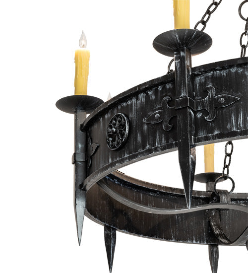 Meyda Lighting Calandra 42" 8-Light Antique Iron Gate Chandelier With Ivory Faux Candlelight