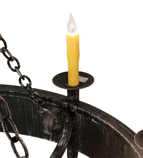 Meyda Lighting Calandra 42" 8-Light Antique Iron Gate Chandelier With Ivory Faux Candlelight