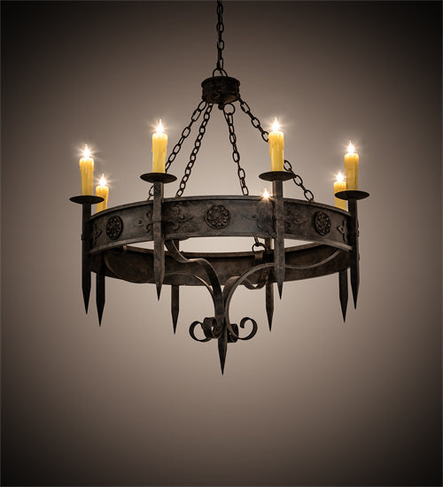 Meyda Lighting Calandra 42" 8-Light Coffee Bean Chandelier With Ivory Faux Candlelight