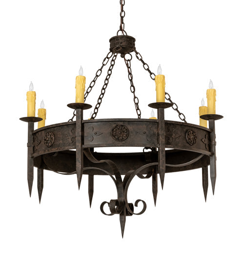 Meyda Lighting Calandra 42" 8-Light Coffee Bean Chandelier With Ivory Faux Candlelight