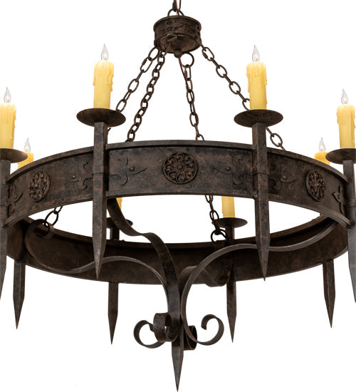 Meyda Lighting Calandra 42" 8-Light Coffee Bean Chandelier With Ivory Faux Candlelight
