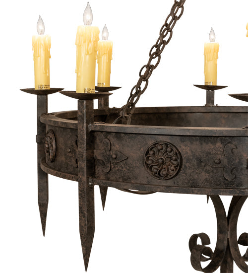 Meyda Lighting Calandra 42" 8-Light Coffee Bean Chandelier With Ivory Faux Candlelight