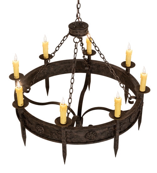 Meyda Lighting Calandra 42" 8-Light Coffee Bean Chandelier With Ivory Faux Candlelight