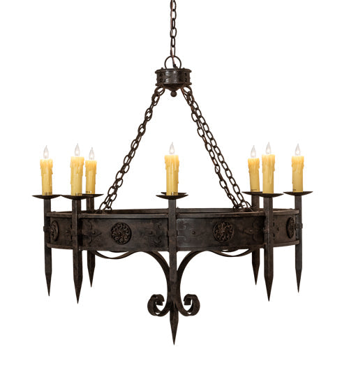 Meyda Lighting Calandra 42" 8-Light Coffee Bean Chandelier With Ivory Faux Candlelight