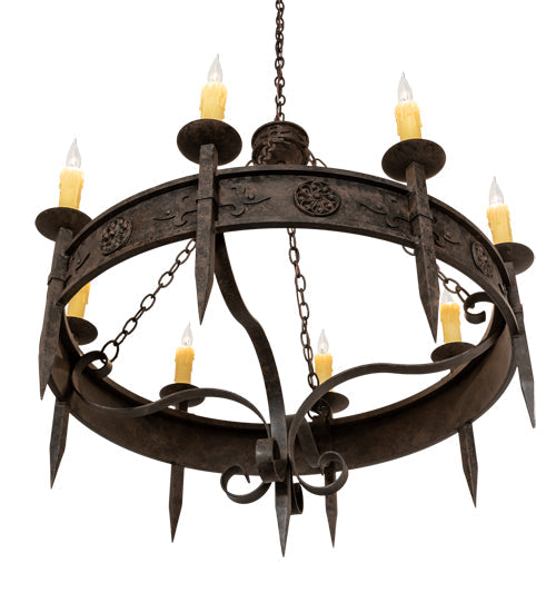Meyda Lighting Calandra 42" 8-Light Coffee Bean Chandelier With Ivory Faux Candlelight