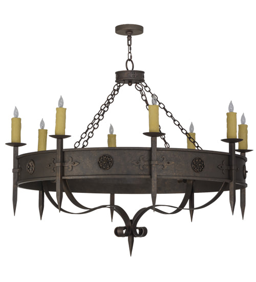 Meyda Lighting Calandra 54" 8-Light Gilded Tobacco Chandelier With Amber Faux Candlelight