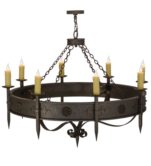 Meyda Lighting Calandra 54" 8-Light Gilded Tobacco Chandelier With Amber Faux Candlelight