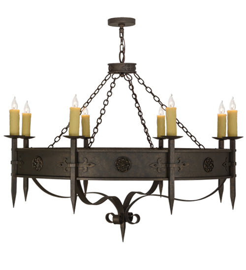 Meyda Lighting Calandra 54" 8-Light Gilded Tobacco Chandelier With Amber Faux Candlelight