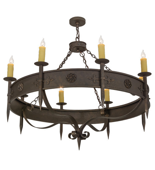 Meyda Lighting Calandra 54" 8-Light Gilded Tobacco Chandelier With Amber Faux Candlelight