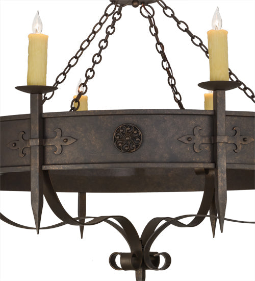 Meyda Lighting Calandra 54" 8-Light Gilded Tobacco Chandelier With Amber Faux Candlelight