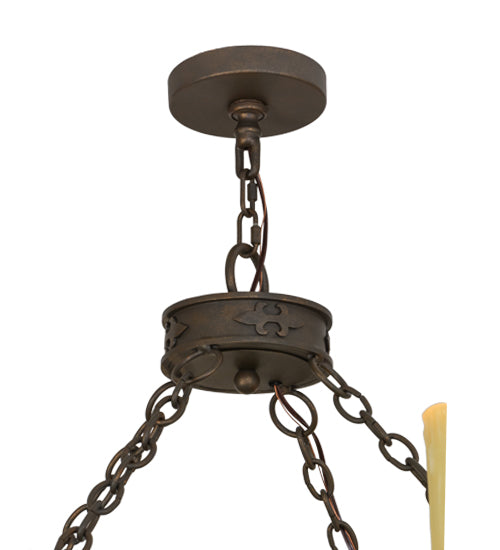 Meyda Lighting Calandra 54" 8-Light Gilded Tobacco Chandelier With Amber Faux Candlelight