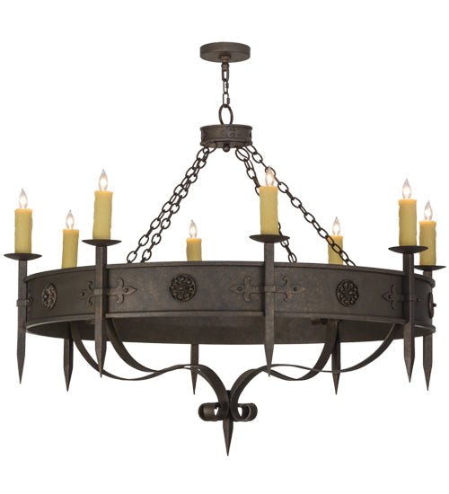 Meyda Lighting Calandra 54" 8-Light Gilded Tobacco Chandelier With Amber Faux Candlelight